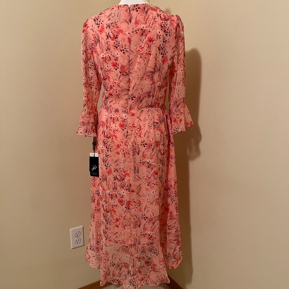 ADRIANNA PAPELL PINK Floral Dress Sz 4 **NO BELT** - Picture 6 of 7